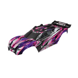 Body, Rustler 4X4 VXL, pink/ window, grille, lights decal sheet (assembled with front & rear body mounts and rear body support for clipless mounting)