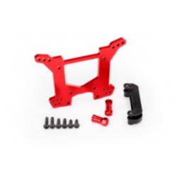 Shock tower, rear, 7075-T6 aluminum (red-anodized) (1)/ body mount bracket (1)