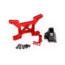 Shock tower, front, 7075-T6 aluminum (red-anodized) (1)/ body mount bracket (1)