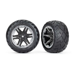 Tires & wheels, assembled, glued (2.8') (RXT black & chrome wheels, Anaconda tires, foam inserts) (2WD electric rear) (2) (TSM rated)