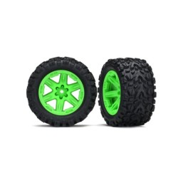Tires wheels assembled glued 2.8 Rustler 4X4 green wheels Talon Extreme 2pcs