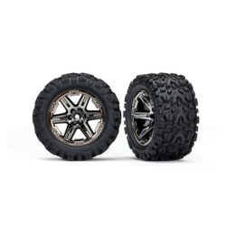 Traxxas Tires and wheels, assembled glued 2.8 RXT black chrome wheels Talon Extreme