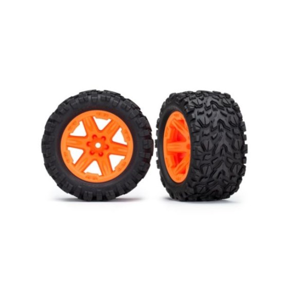 Tires & wheels, assembled, glued (2.8") (RXT orange wheels, Talon Extreme tires, foam inserts) (2WD electric rear) (2) (TSM rated) Tires & wheels, assembled, glued (2.8") (RXT orange wheels, Talon Extreme tires, foam inserts) (2WD electric rear) (2) (TSM rated)