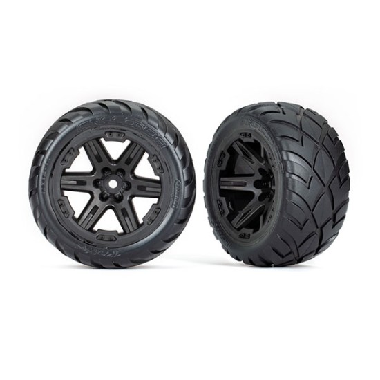 Tires & wheels, assembled, glued (2.8') (RXT black wheels, Anaconda tires, foam inserts) (4WD electric front/rear, 2WD electric front only) (2) (TSM rated)