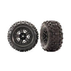 Tires & wheels, assembled, glued (black 2.8" wheels, Sledgehammer tires, foam inserts) (2) (TSM rated)