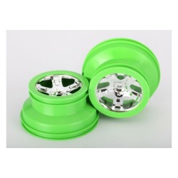 Wheels, SCT, chrome, green beadlock style, dual profile (2.