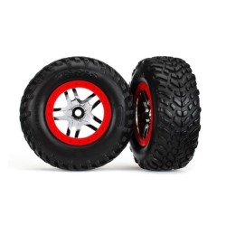Tires & wheels, glued on SCT chrome split sp wheels TSM