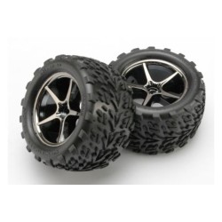 Tires and wheels, assembled, glued (Gemini black chrome whee