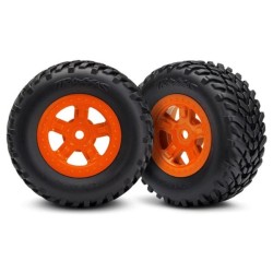 Tires and wheels, ass, glued  (SCT Orange wheels, SCT off-r