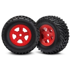 Tires and wheels, ass, glued  (SCT Red wheels, SCT off-road