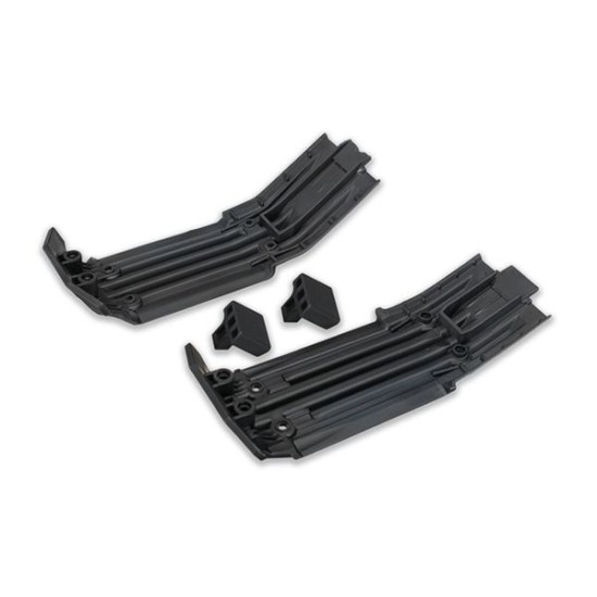 Skidplate, front (1), rear (1)/ rubber impact cushion (2)