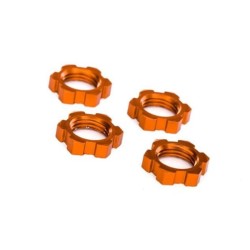 Wheel nuts, splined, 17mm, serrated (orange-anodized) (4)