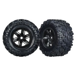 Tires & wheels, assembled, glued (X-Maxx black wheels