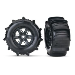 Tires & wheels, assembled, glued paddle (X-Maxx black)