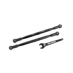 Toe links, front (TUBES black-anodized, 6061-T6 aluminum) (2) (for use with #7895 X-Maxx, WideMaxx, suspension kit)