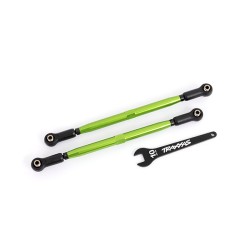 Toe links, front (TUBES green-anodized, 6061-T6 aluminum) (2) (for use with #7895 X-Maxx, WideMaxx, suspension kit)