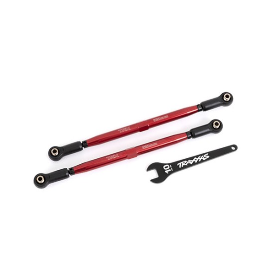Toe links, front (TUBES red-anodized, 6061-T6 aluminum) (2) (for use with #7895 X-Maxx, WideMaxx, suspension kit)