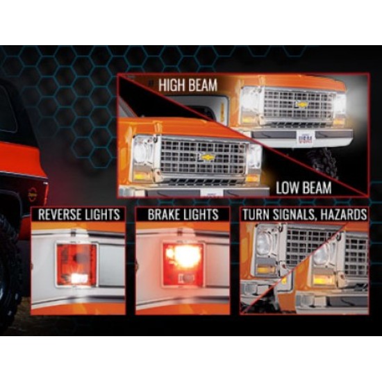Pro Scale LED light set, TRX-4 Chevrolet Blazer or K10 Truck (1979), complete with power module (contains headlights, tail lights, side marker lights, & distribution block) (fits #8130 or 9212 bodies)