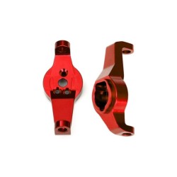 Caster blocks, 6061-T6 aluminum (red-anodized), left and right