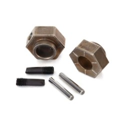 Wheel hubs, 12mm hex (2)/ stub axle pins (2) (steel) (fits T