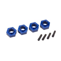 Wheel hubs, 12mm hex, 6061-T6 aluminum (blue-anodized) (4)/ screw pin (4)
