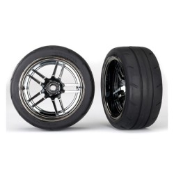 Tires and wheels, assembled, glued (split-spoke black chrome