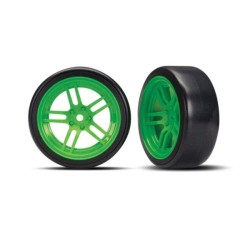 Traxxas Tires and wheels assembled glued split-spoke green wheels 1.9 Drift tires front