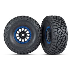 Tires and wheels, assembled, glued (Method Racing wheels, black with blue beadlock, BFGoodrich Baja KR3 tires) (2)