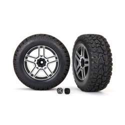 Tires and wheels, assembled, glued (2.6 black, satin chrome-plated Mercedes-Benz