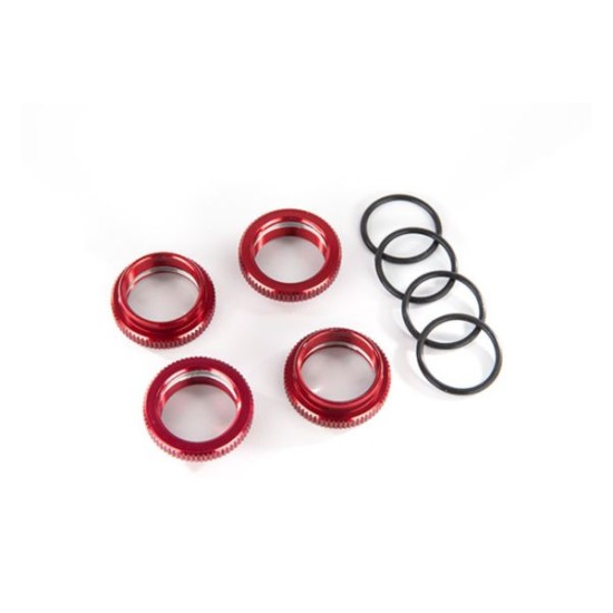 Veerhouder (versteller), rood-geanodiseerd aluminium, GT-Maxx schokdempers (4) (geassembleerd met o-ring)