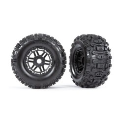 Tires & wheels, assembled, glued (black wheels, dual profile (2.8" outer, 3.6" inner), Sledgehammer tires, foam inserts) (2) (17mm splined) (TSM rated)