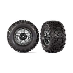 Tires & wheels, assembled, glued (black chrome 2.8 wheels, Sledgehammer, tires, foam inserts) (2) (TSM rated)