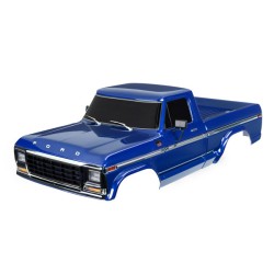 Body, Ford F-150 (1979), complete, blue (painted, decals applied) (includes grille, side mirrors, door handles, windshield wipers, front & rear bumpers, clipless mounting)