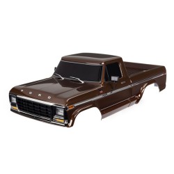 Body, Ford F-150 (1979), complete, brown (painted, decals applied) (includes grille, side mirrors, door handles, windshield wipers, front & rear bumpers, clipless mounting)