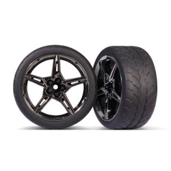 Tires and wheels, assembled, glued (split-spoke black chrome wheels, 1.9' Response tires) (extra wide, rear) (2)