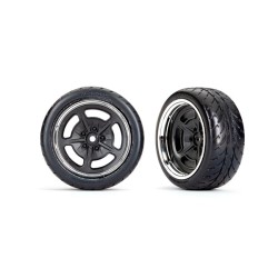 Tires and wheels, assembled, glued (black with chrome wheels, 1.9' Response tires) (extra wide, rear) (2)