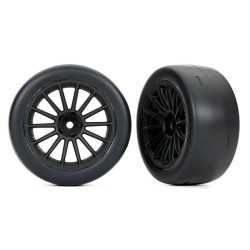 Tires and wheels, assembled, glued (multi-spoke black wheels, 2.0' ultra-wide slick tires foam inserts) (rear) (2)