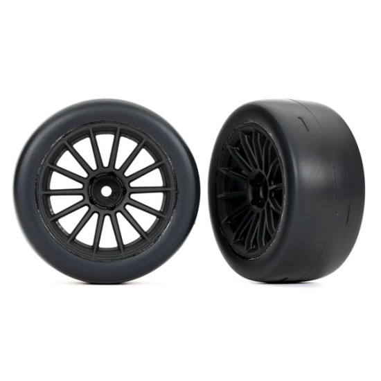 Tires and wheels, assembled, glued (multi-spoke black wheels, 2.0' ultra-wide slick tires foam inserts) (rear) (2)