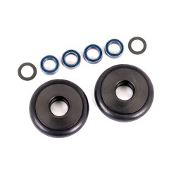 Wheels, wheelie bar, 6061-T6 aluminum (gray-anodized) (2)/ 5x8x2.5mm ball bearings (4)/ o-rings (2)/ 5x8x0.3mm TW (2)