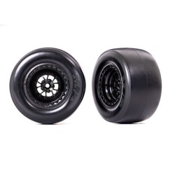 Tires & wheels, assembled, glued (Weld glossy black wheels, Mickey Thompson ET Drag Slicks, smoke compound, foam inserts) (rear) (2)