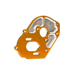 Plaat, motor, bewerkt 6061-T6 aluminium (oranje geanodiseerd) (4 mm dik) / 3x10 mm kruiskopschroef met splitpen en vlakke ring (2)