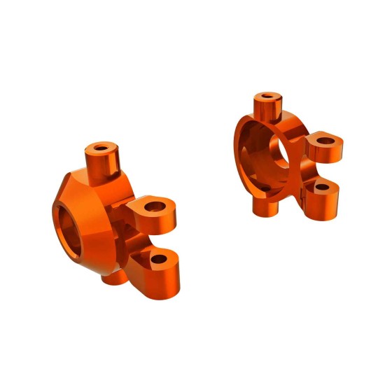 Steering blocks, 6061-T6 aluminum (orange-anodized) (left & right)/ 2.5x12mm BCS (with threadlock) (2)/ 2x6mm SS (with threadlock) (4)
