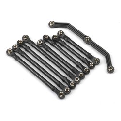 Suspension link set, complete (front & rear) (includes steering link (1), front lower links (2), front upper links (2), rear lower links (4)) (assembled with rod ends and hollow balls)