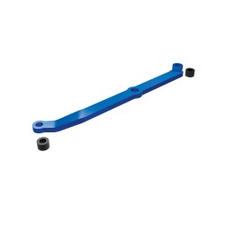 Steering link, 6061-T6 aluminum (blue-anodized)/ servo horn, metal/ spacers (2)/ 3x6mm CCS (with threadlock) (1)/ 2.5x7mm SS (with threadlock) (1)