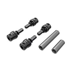 Driveshafts, center, male (metal) (4)/ driveshafts, center, female, 6061-T6 aluminum (dark titanium-anodized) (front & rear)/ 1.6x7mm BCS (with threadlock) (4)