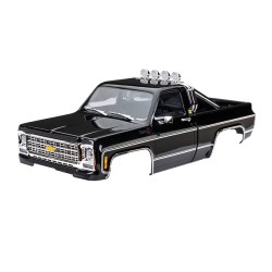 Carrosserie, Chevrolet K10 Truck (1979), compleet, zwart (inclusief grille, zijspiegels, deurgrepen, rolbeugel, ruitenwissers, & clipless montage) (vereist #9835 voor- & achterbumper)