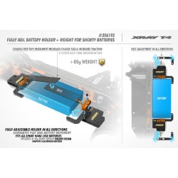 Xray T4 Alu Fully Adj. Battery Holder + Weight For Shorty Batteries