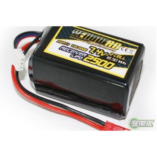 Yellow RC LiPo Receiver Pack Hump 2500mAh 7.4V