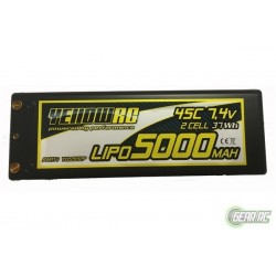 Yellow RC LiPo 5000mAh 7,4V 2S35C w/4mm bullet 3in1 plug