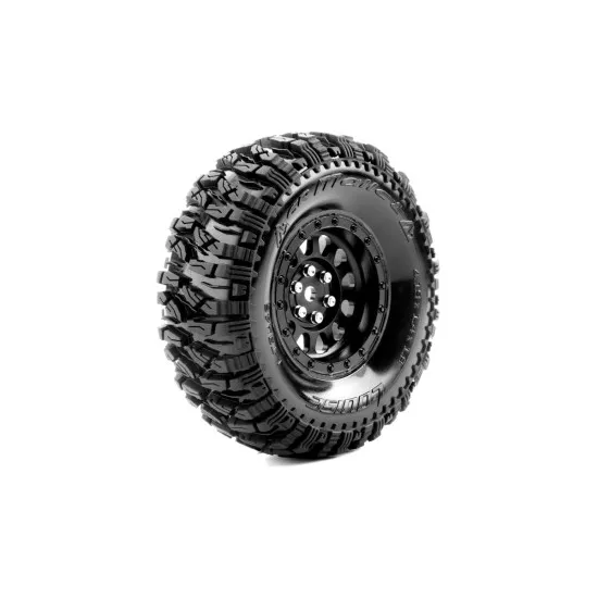 Louise RC CR-MALLET 1-10 Crawler Banden Set Voor-gemonteerd Super Zacht Zwart 1.9 Wielen Hex 12mm 1 Paar